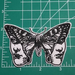 2/$10 Trippy Black and White Butterfly Face Patch